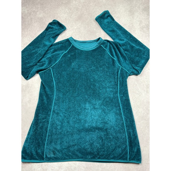 Mountain Hardwear Women L Teal Sleeve Fleece Lined Pullover Shirt Outdoor Active - Picture 3 of 16